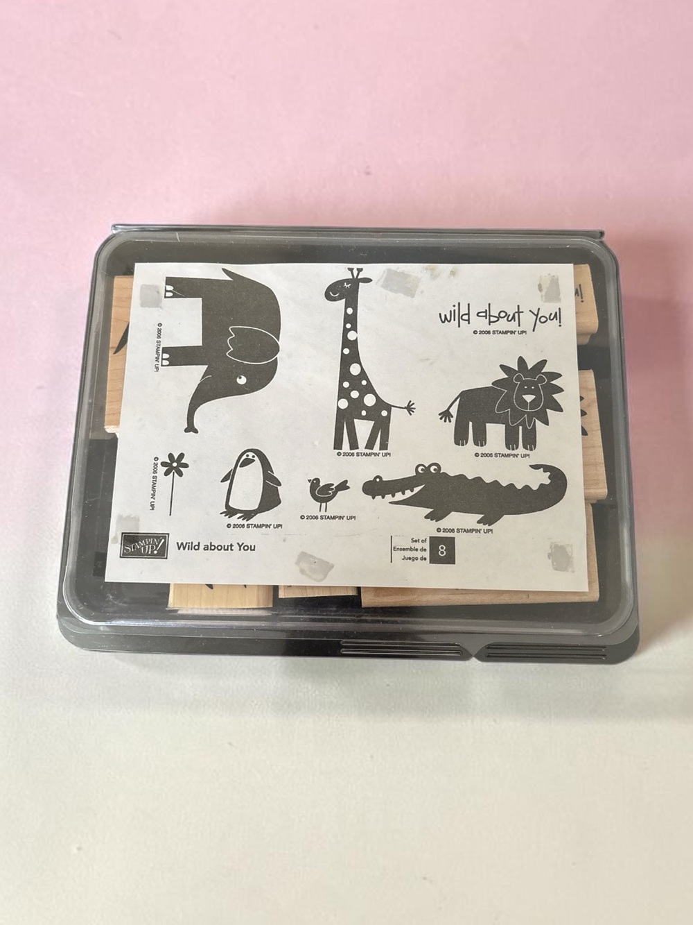 NEW Stampin Up Wild About You Wood Mounted Rubber Stamp Set Retired 8pc